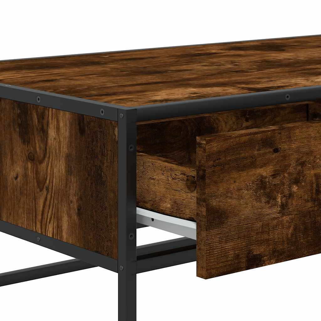 Table basse chêne fumé 100x50x35 cm bois d’ingénierie et métal - Tables basses