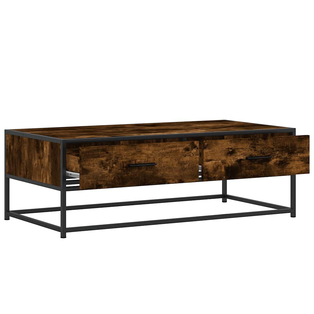 Table basse chêne fumé 100x50x35 cm bois d’ingénierie et métal - Tables basses