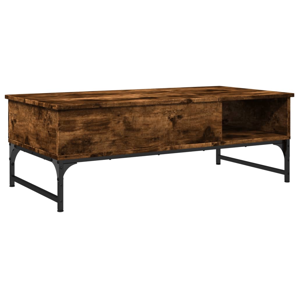 Table basse chêne fumé 100x50x35 cm bois d’ingénierie et métal - Tables basses