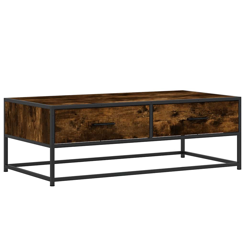 Table basse chêne fumé 100x50x35 cm bois d’ingénierie et métal - Tables basses