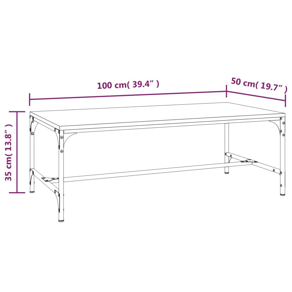 Table basse Chêne fumé 100x50x35 cm Bois d’ingénierie - Tables basses