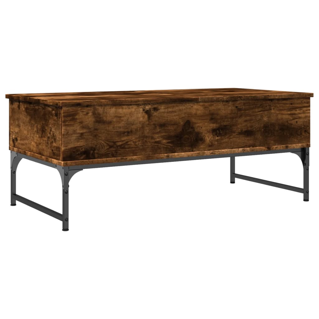 Table basse chêne fumé 100x50x40 cm bois d’ingénierie et métal - Tables basses