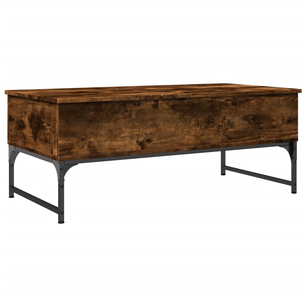 Table basse chêne fumé 100x50x40 cm bois d’ingénierie et métal - Tables basses