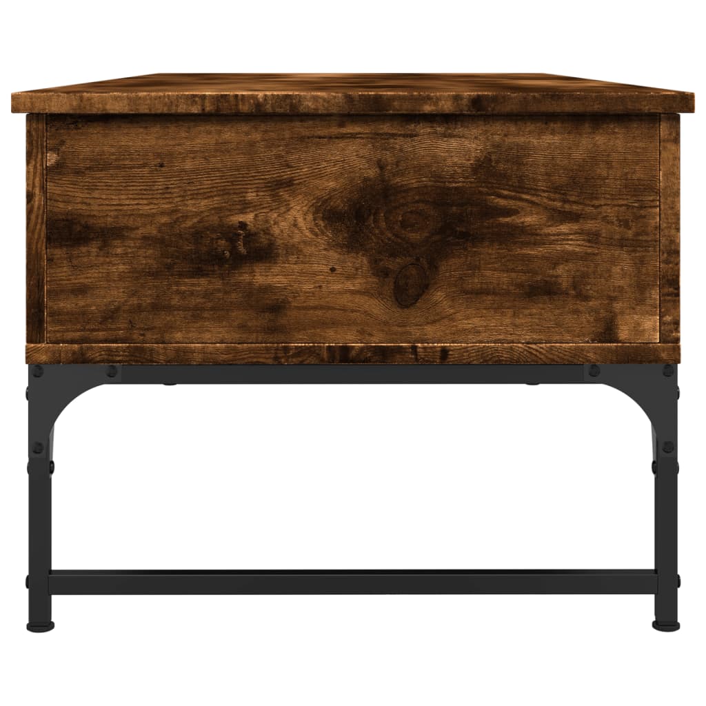 Table basse chêne fumé 100x50x40 cm bois d’ingénierie et métal - Tables basses