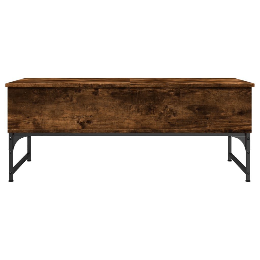 Table basse chêne fumé 100x50x40 cm bois d’ingénierie et métal - Tables basses