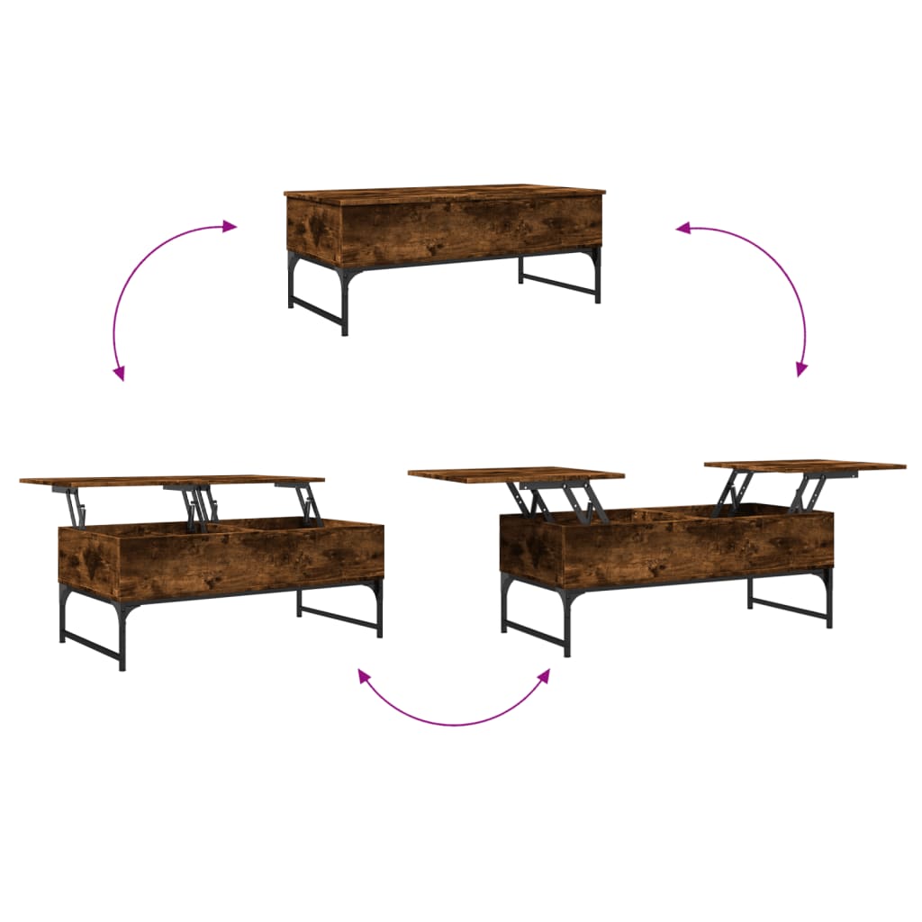 Table basse chêne fumé 100x50x40 cm bois d’ingénierie et métal - Tables basses