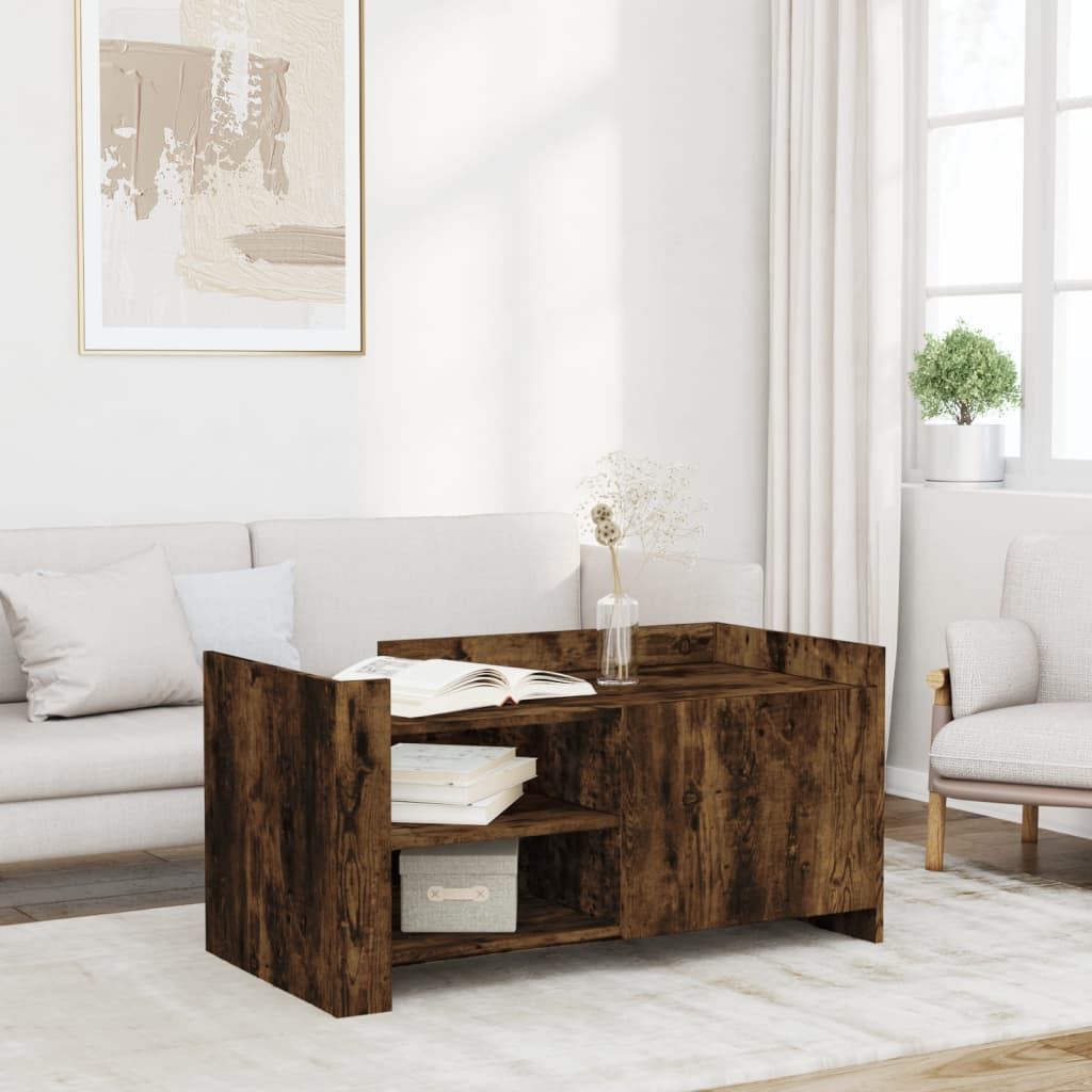Table basse chêne fumé 100x50x50 cm bois d’ingénierie - Tables basses