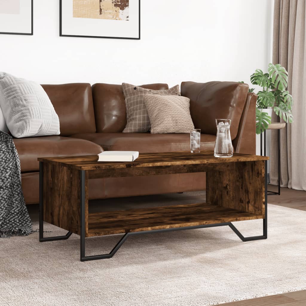 Table basse chêne fumé 100x51x40 cm bois d’ingénierie - Tables basses