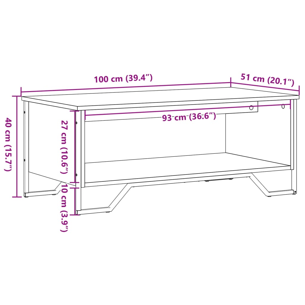 Table basse chêne fumé 100x51x40 cm bois d’ingénierie - Tables basses