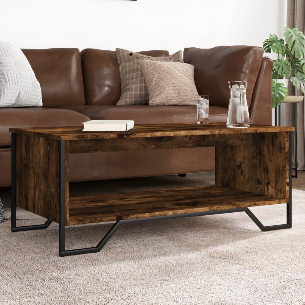 Table basse chêne fumé 100x51x40 cm bois d’ingénierie - Tables basses