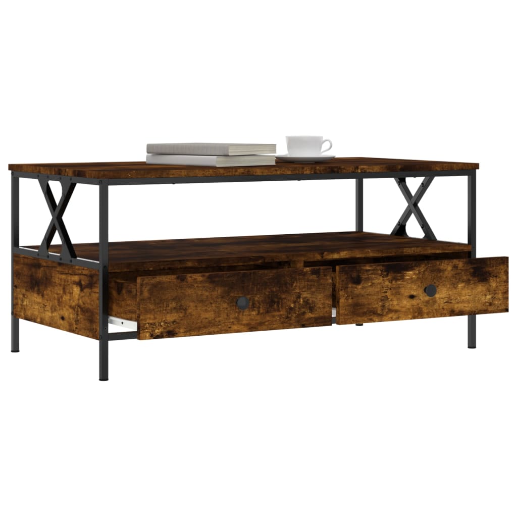 Table basse chêne fumé 100x51x45 cm bois d’ingénierie - Tables basses