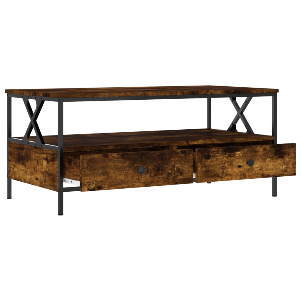 Table basse chêne fumé 100x51x45 cm bois d’ingénierie - Tables basses