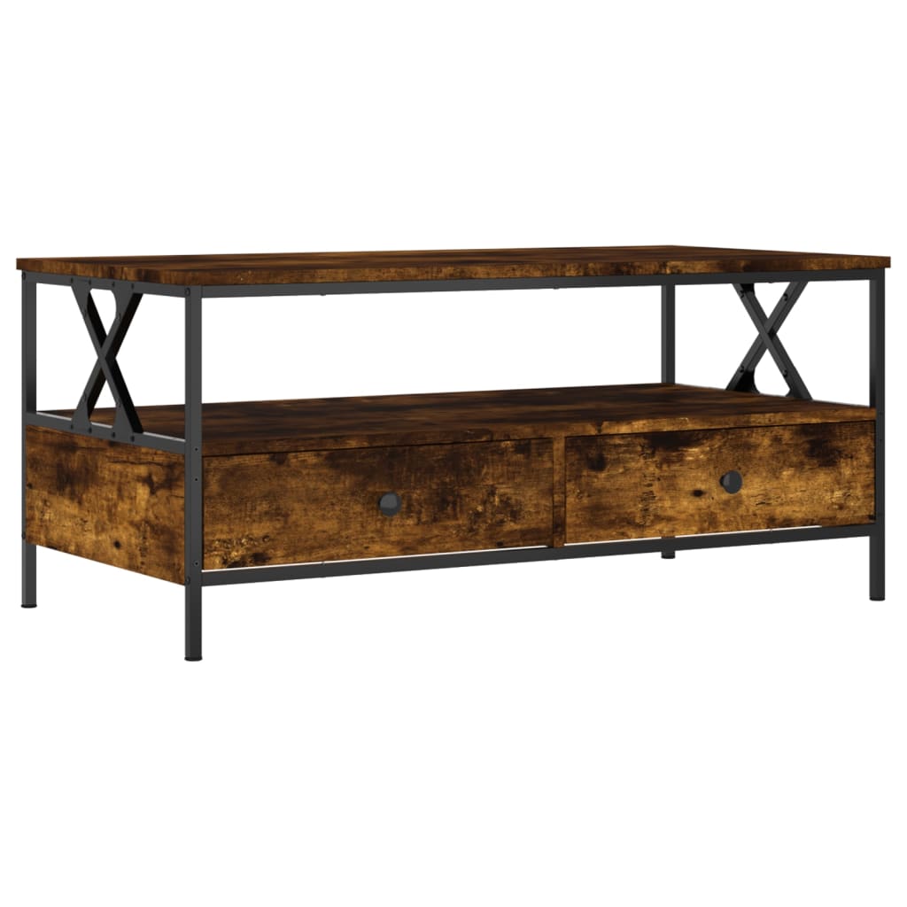 Table basse chêne fumé 100x51x45 cm bois d’ingénierie - Tables basses