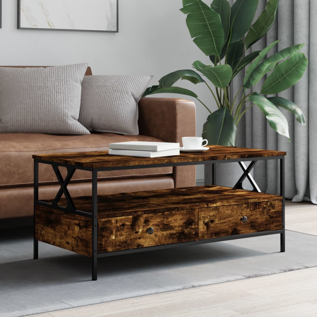 Table basse chêne fumé 100x51x45 cm bois d’ingénierie - Tables basses