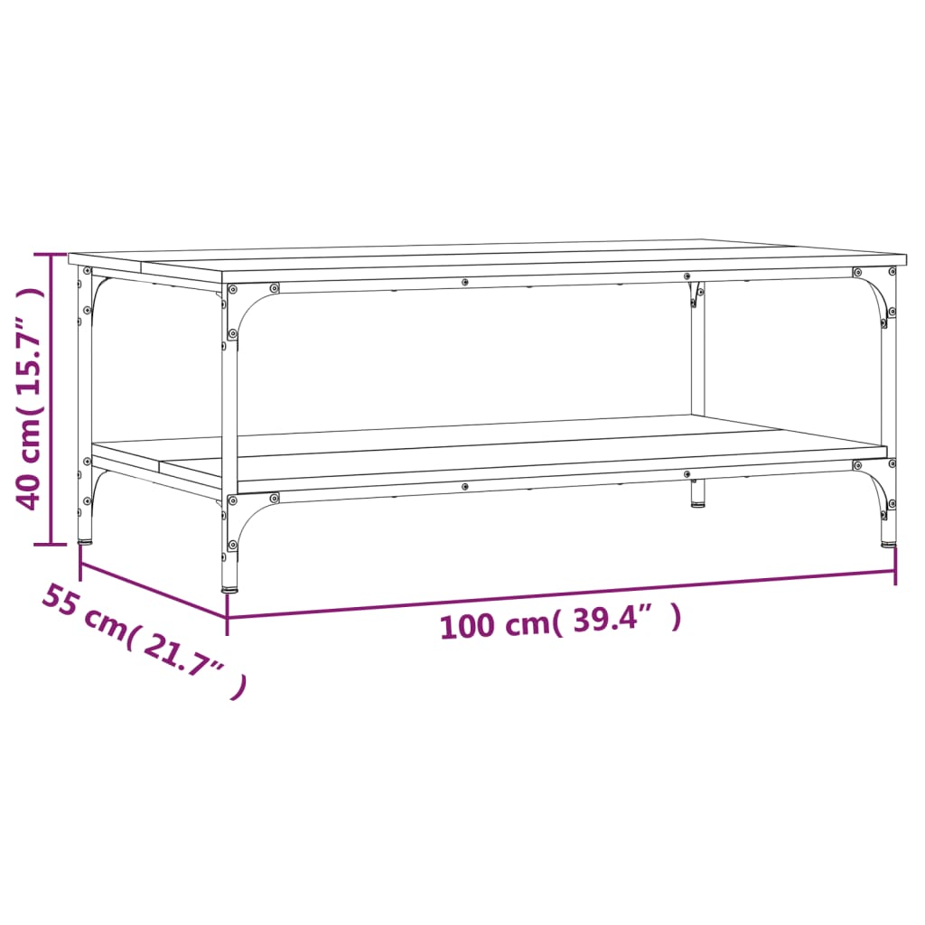 Table basse chêne fumé 100x55x40 cm bois d’ingénierie - Tables basses