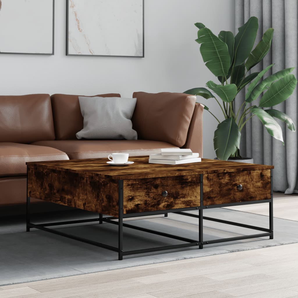 Table basse chêne fumé 100x99x40 cm bois d’ingénierie - Tables basses
