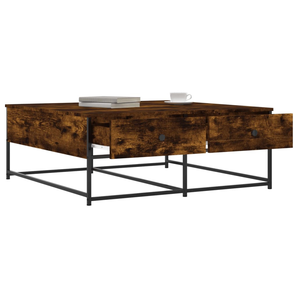 Table basse chêne fumé 100x99x40 cm bois d’ingénierie - Tables basses