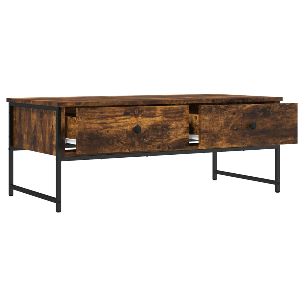 Table basse chêne fumé 101x49x39,5 cm bois d’ingénierie - Tables basses