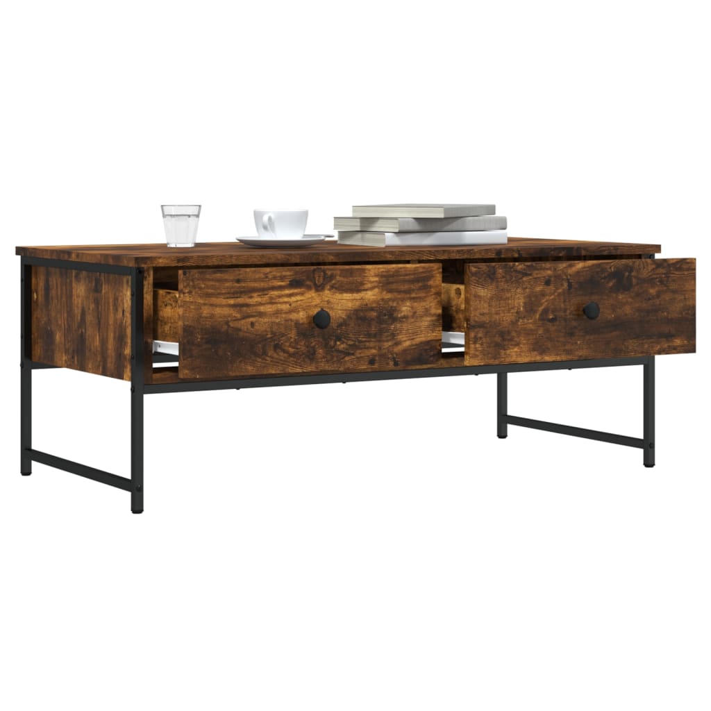Table basse chêne fumé 101x49x39,5 cm bois d’ingénierie - Tables basses