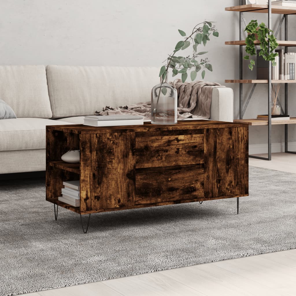 Table basse chêne fumé 102x44,5x50 cm bois d’ingénierie - Tables basses