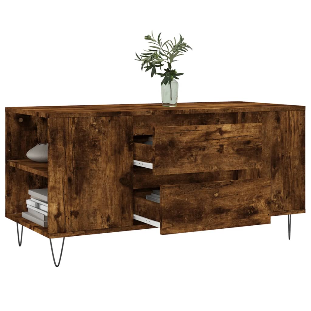 Table basse chêne fumé 102x44,5x50 cm bois d’ingénierie - Tables basses