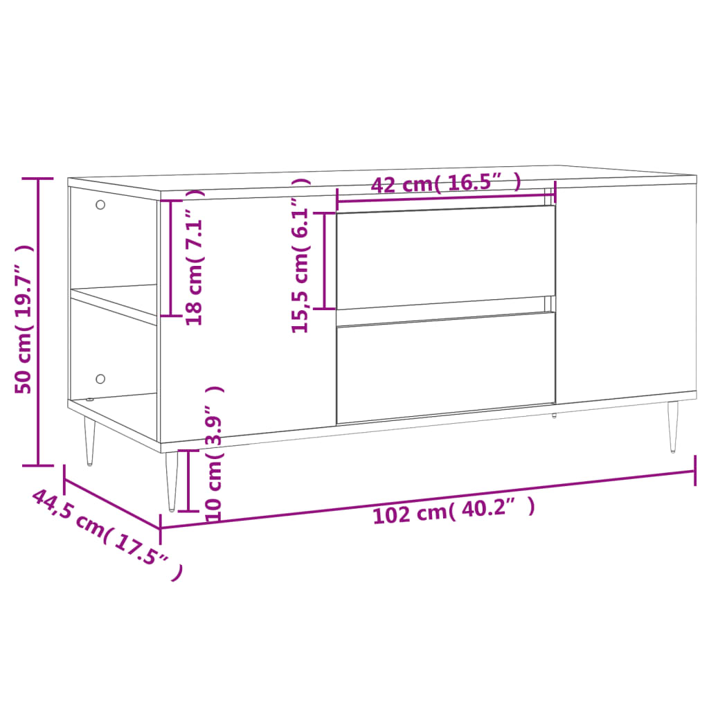 Table basse chêne fumé 102x44,5x50 cm bois d’ingénierie - Tables basses