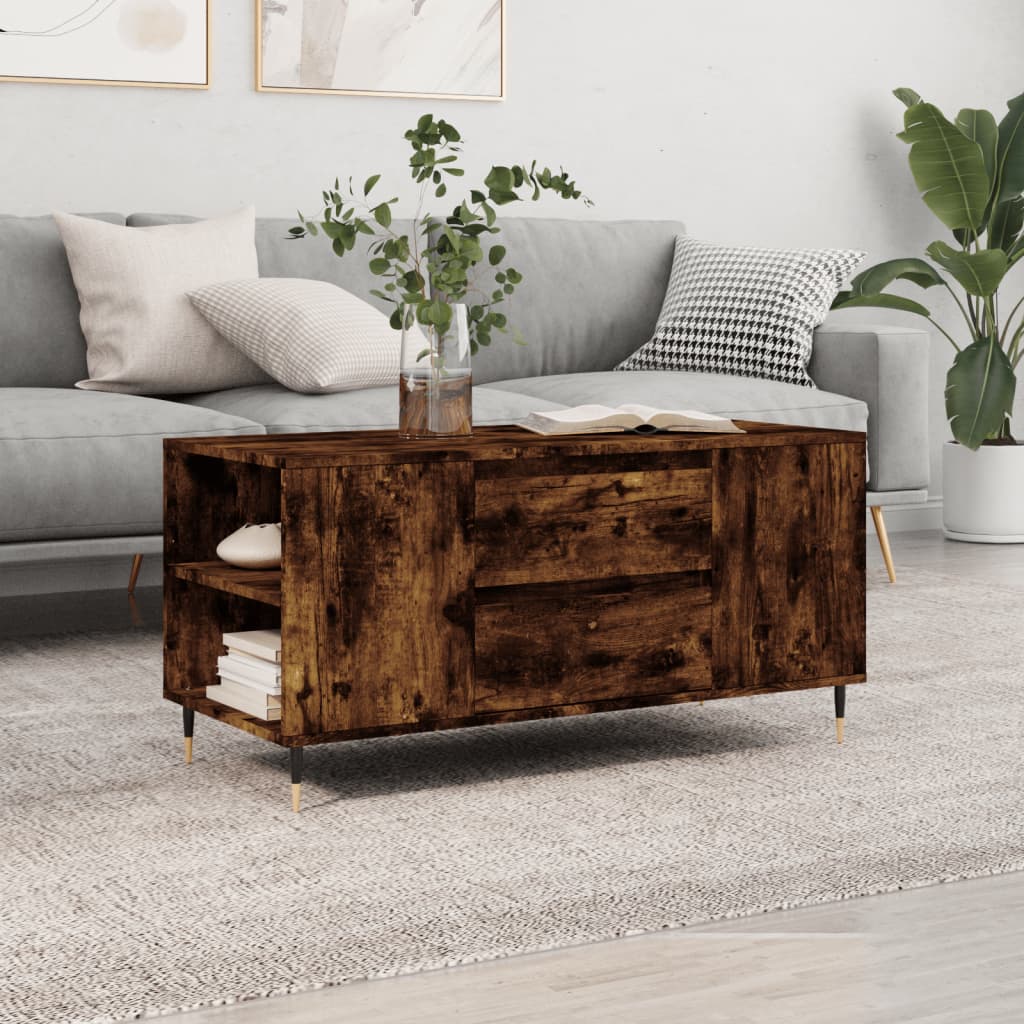 Table basse chêne fumé 102x44,5x50 cm bois d’ingénierie - Tables basses