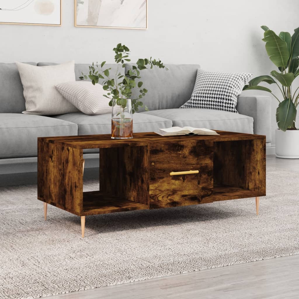 Table basse chêne fumé 102x50x40 cm bois d’ingénierie - Tables basses
