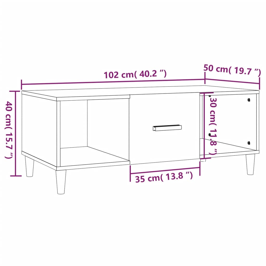 Table basse chêne fumé 102x50x40 cm bois d’ingénierie - Tables basses