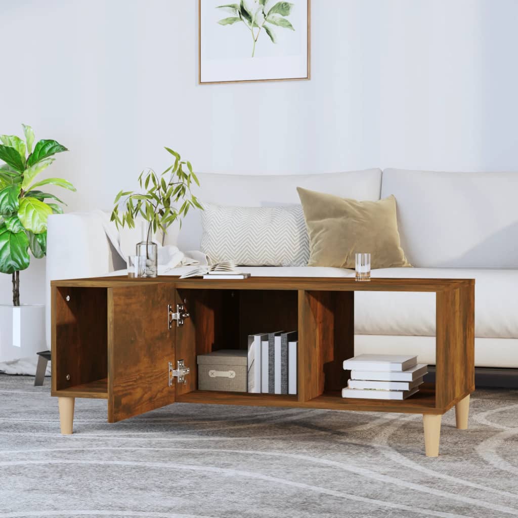 Table basse chêne fumé 102x50x40 cm bois d’ingénierie - Tables basses