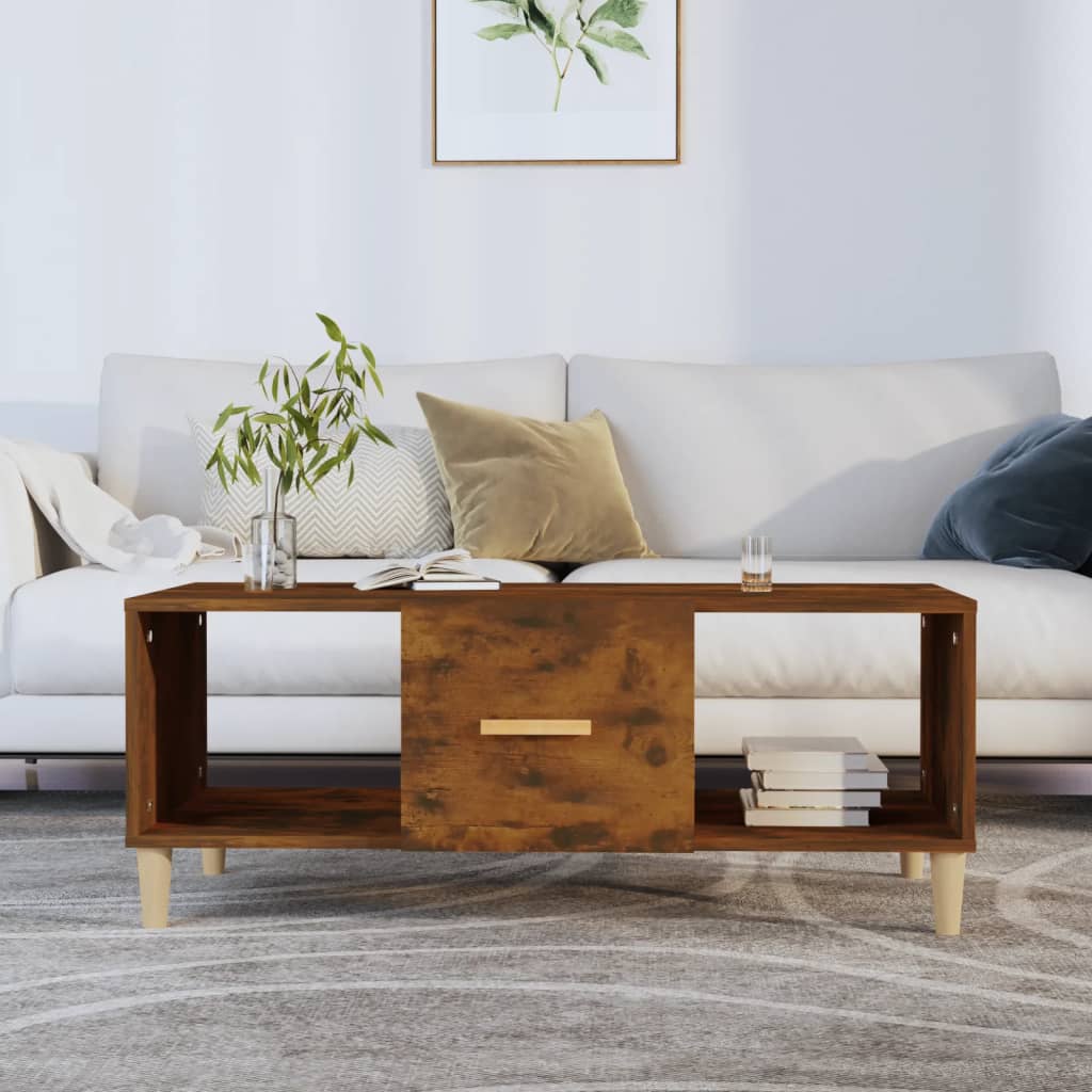 Table basse chêne fumé 102x50x40 cm bois d’ingénierie - Tables basses