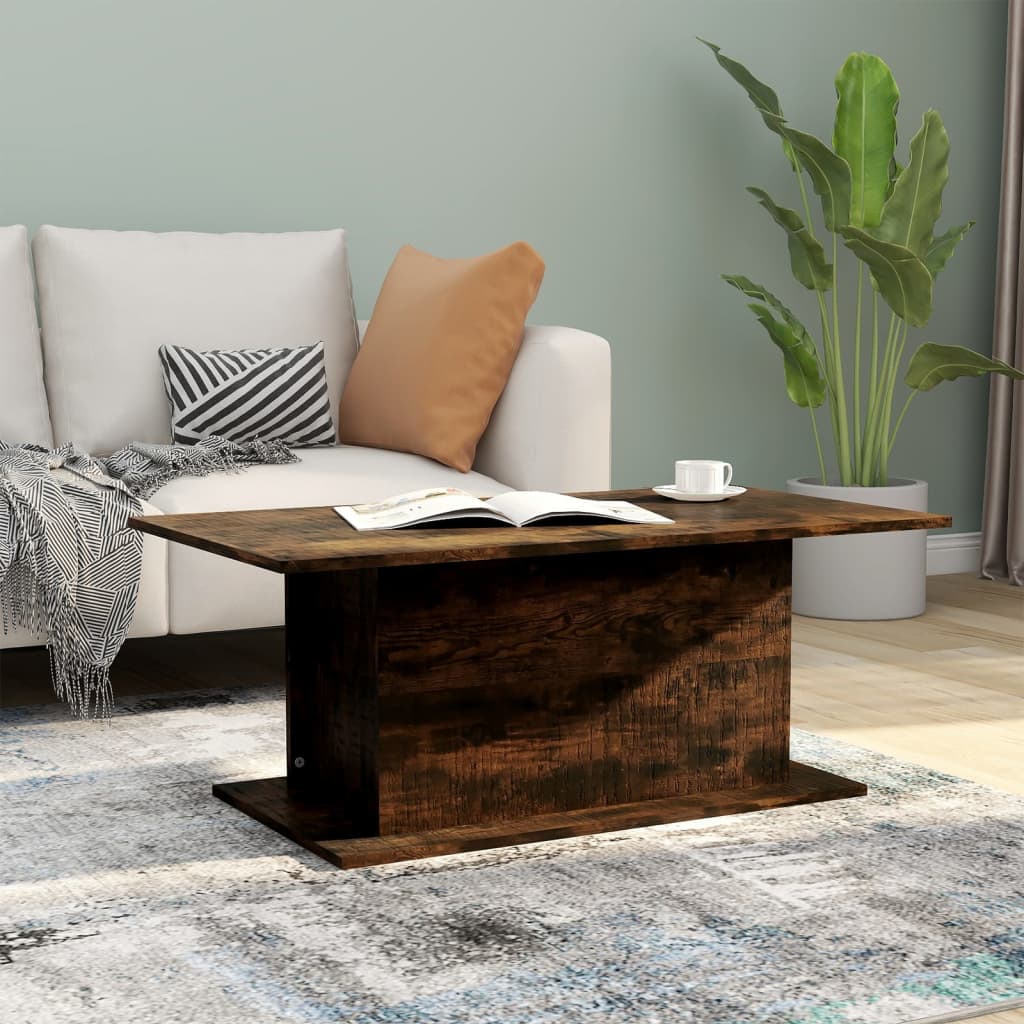 Table basse Chêne fumé 102x55,5x40 cm Bois d’ingénierie - Tables basses