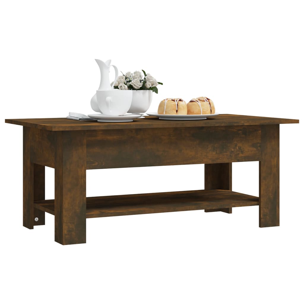 Table basse chêne fumé 102x55x42 cm bois d’ingénierie - Tables basses