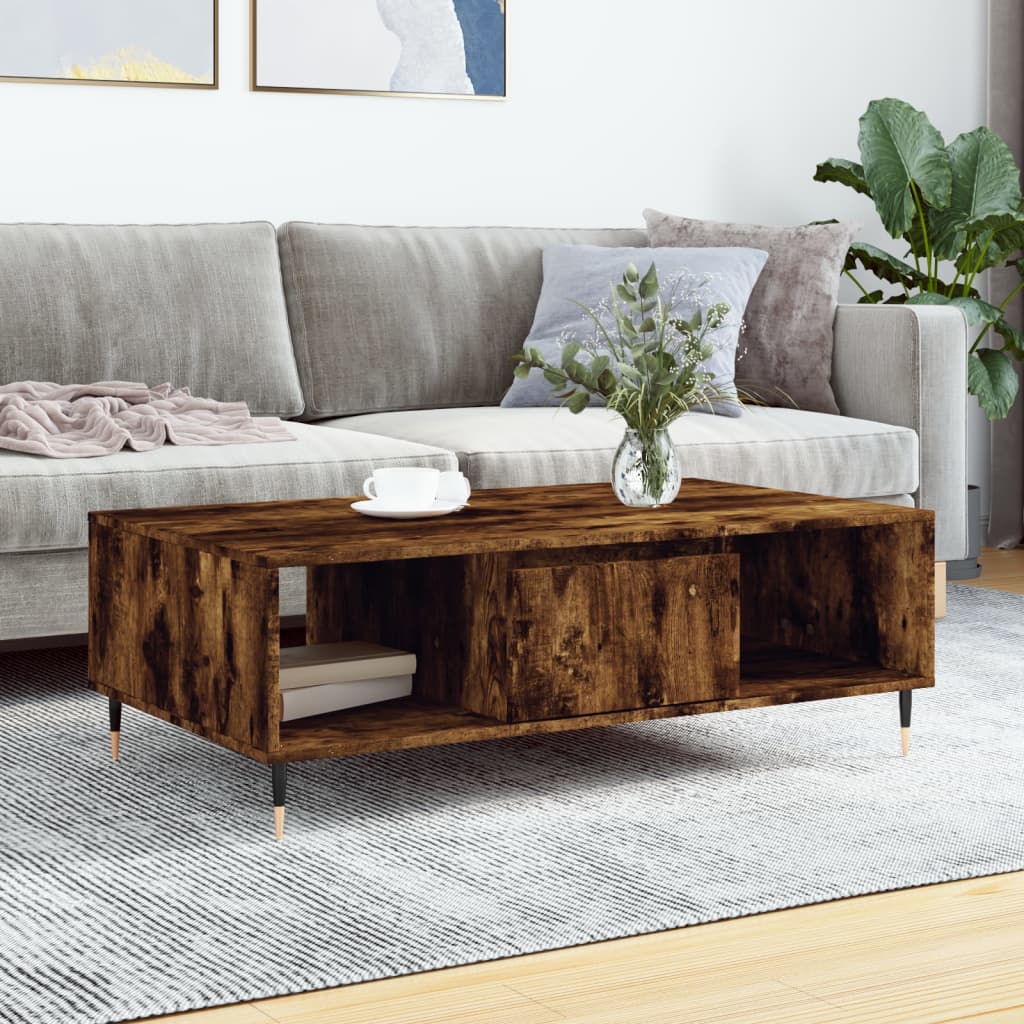Table basse chêne fumé 104x60x35 cm bois d’ingénierie - Tables basses