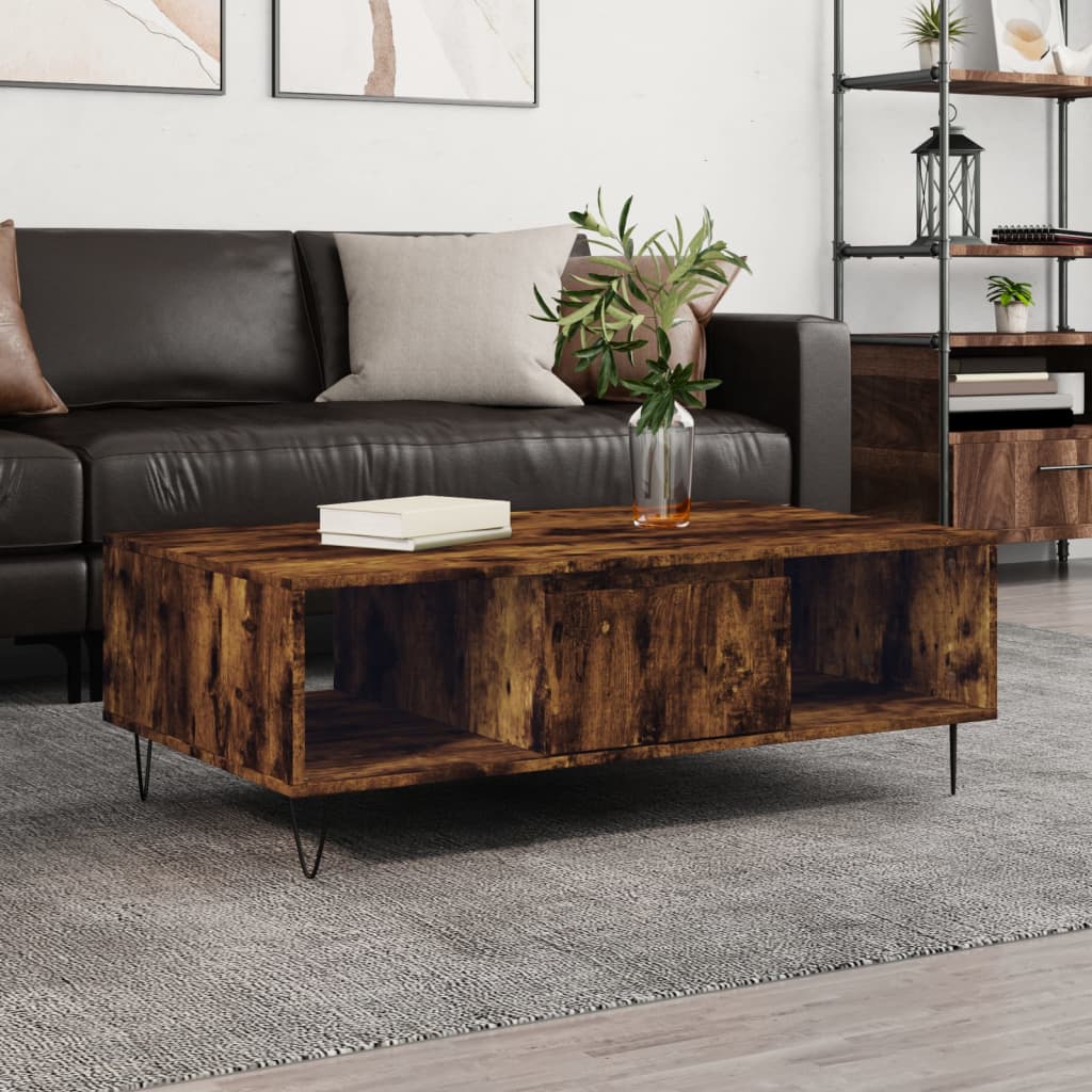 Table basse chêne fumé 104x60x35 cm bois d’ingénierie - Tables basses