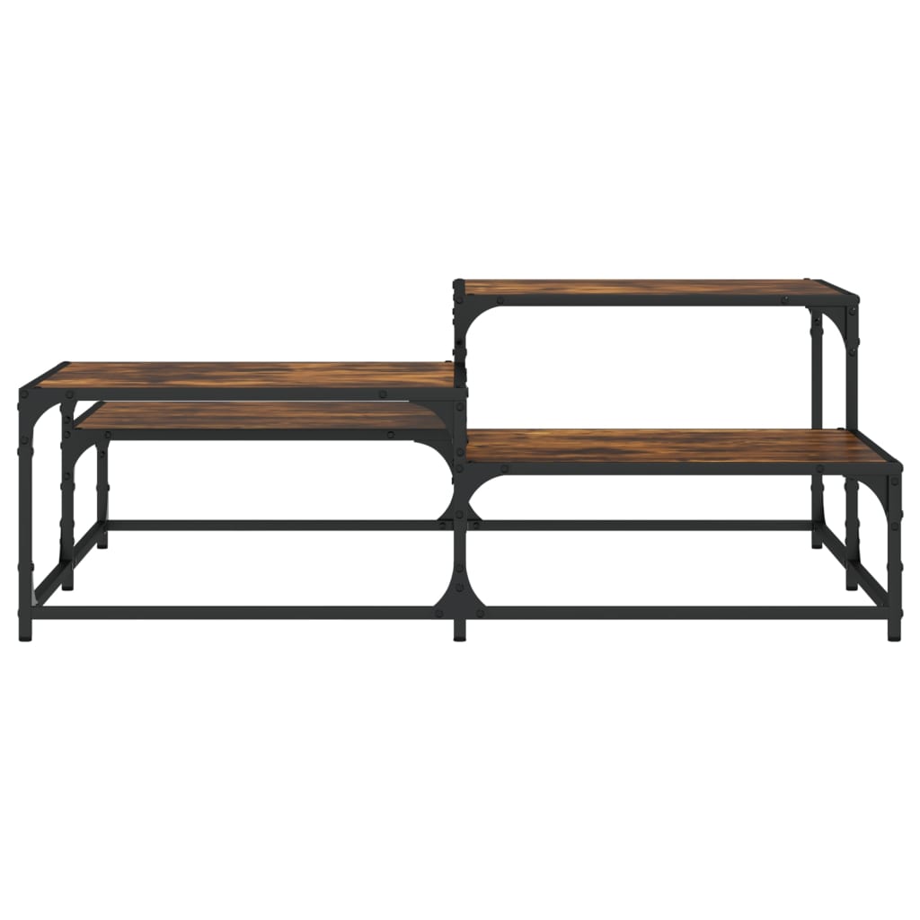 Table basse chêne fumé 107x107x40 cm bois d’ingénierie - Tables basses