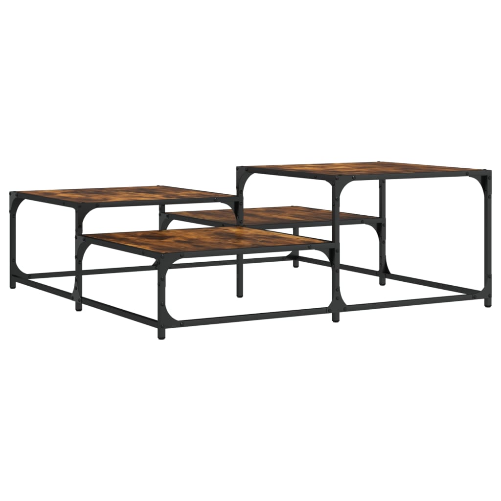Table basse chêne fumé 107x107x40 cm bois d’ingénierie - Tables basses