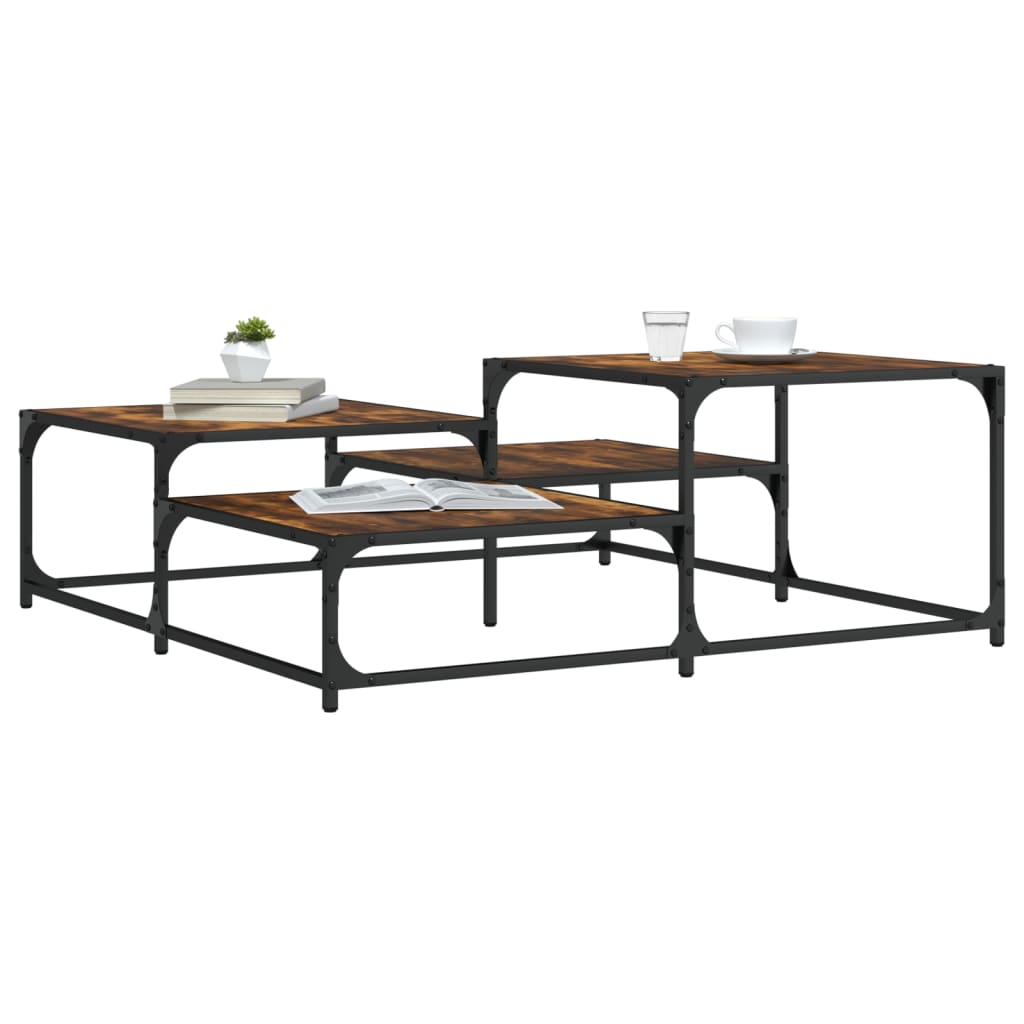 Table basse chêne fumé 107x107x40 cm bois d’ingénierie - Tables basses