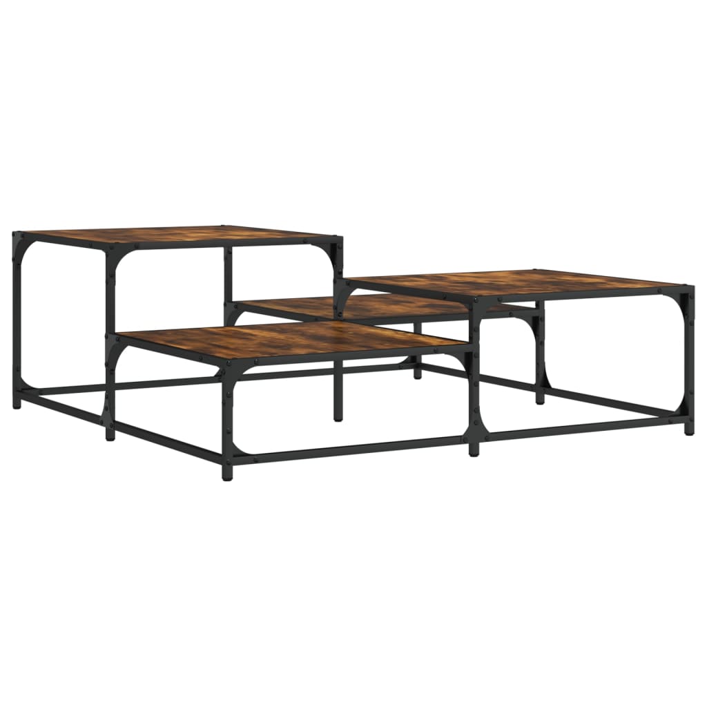 Table basse chêne fumé 107x107x40 cm bois d’ingénierie - Tables basses