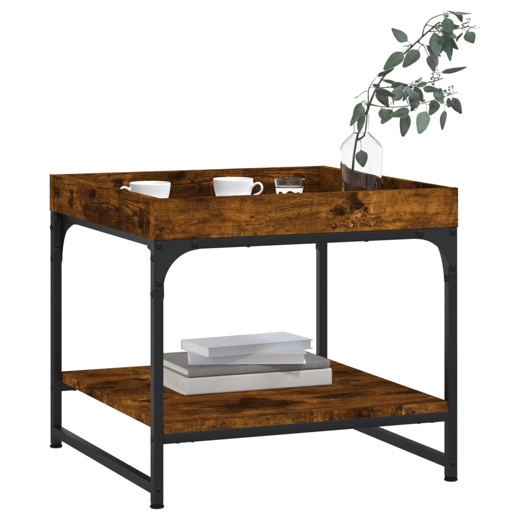Table basse chêne fumé 49,5x49,5x45 cm bois d’ingénierie - Tables basses