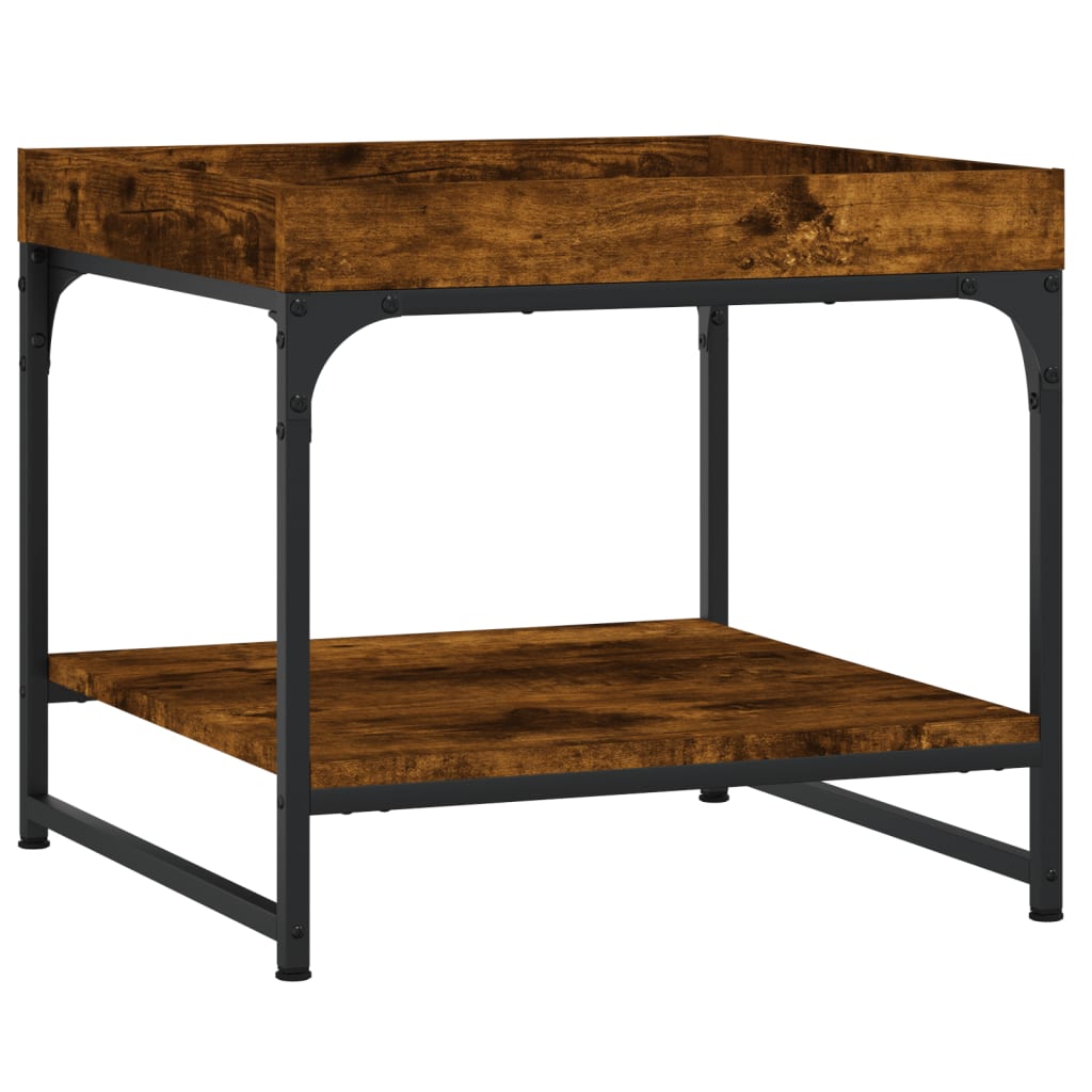 Table basse chêne fumé 49,5x49,5x45 cm bois d’ingénierie - Tables basses