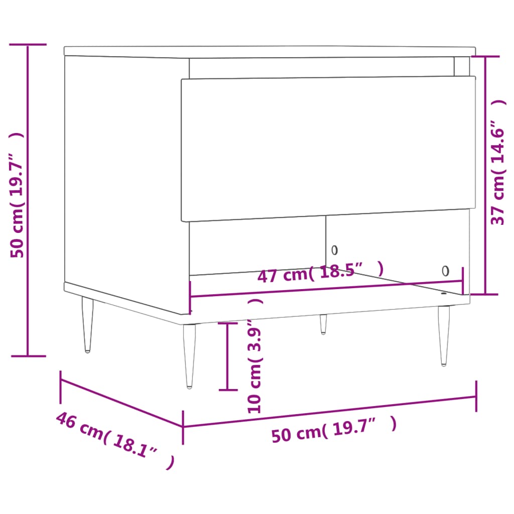 Table basse chêne fumé 50x46x50 cm bois d’ingénierie - Tables basses
