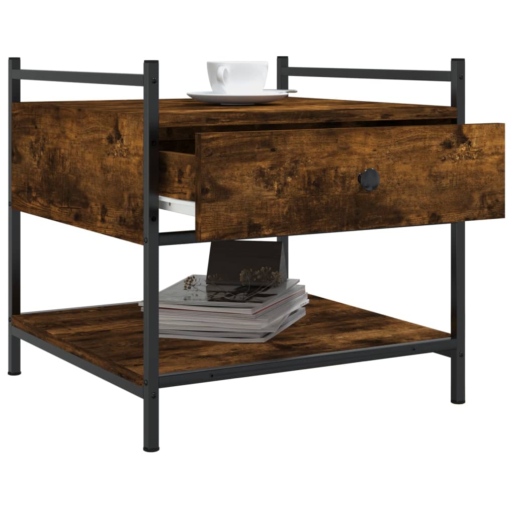Table basse chêne fumé 50x50x50 cm bois d’ingénierie - Tables basses