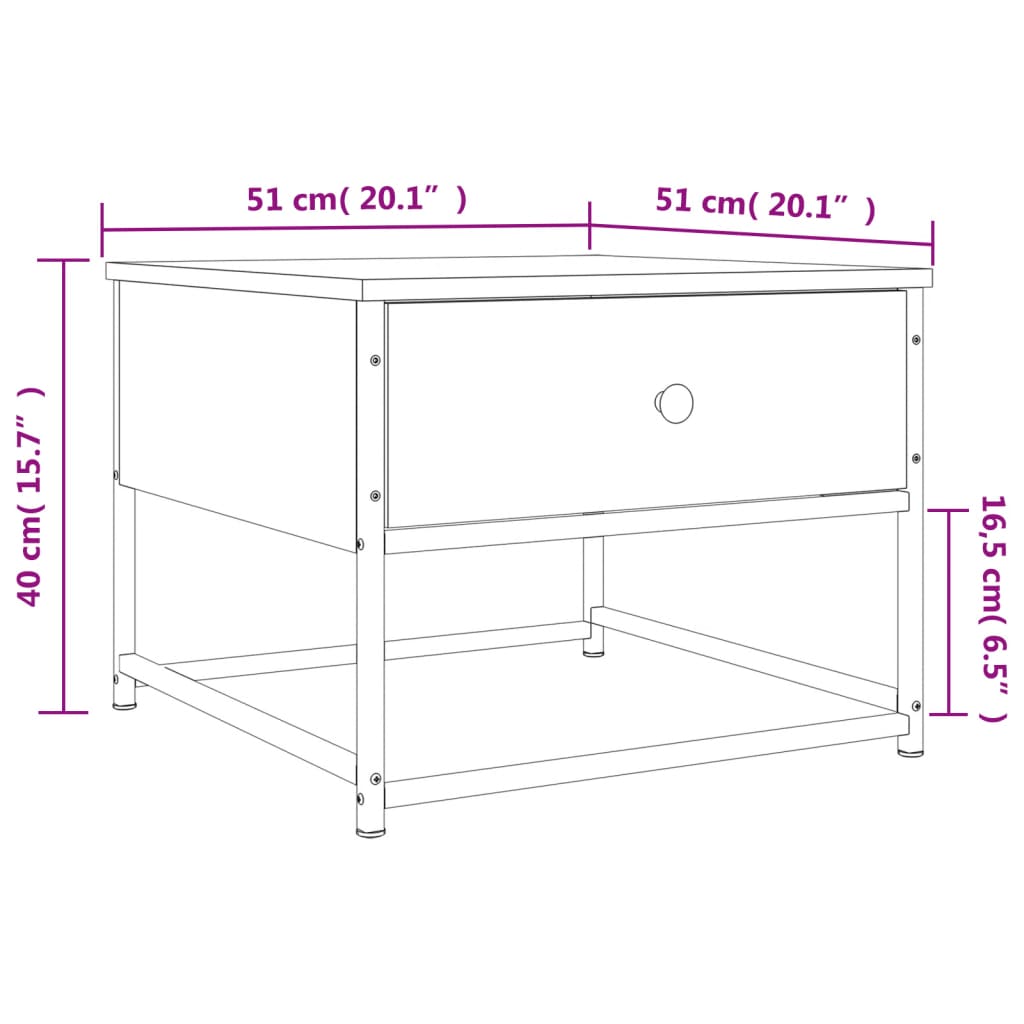 Table basse chêne fumé 51x51x40 cm bois d’ingénierie - Tables basses