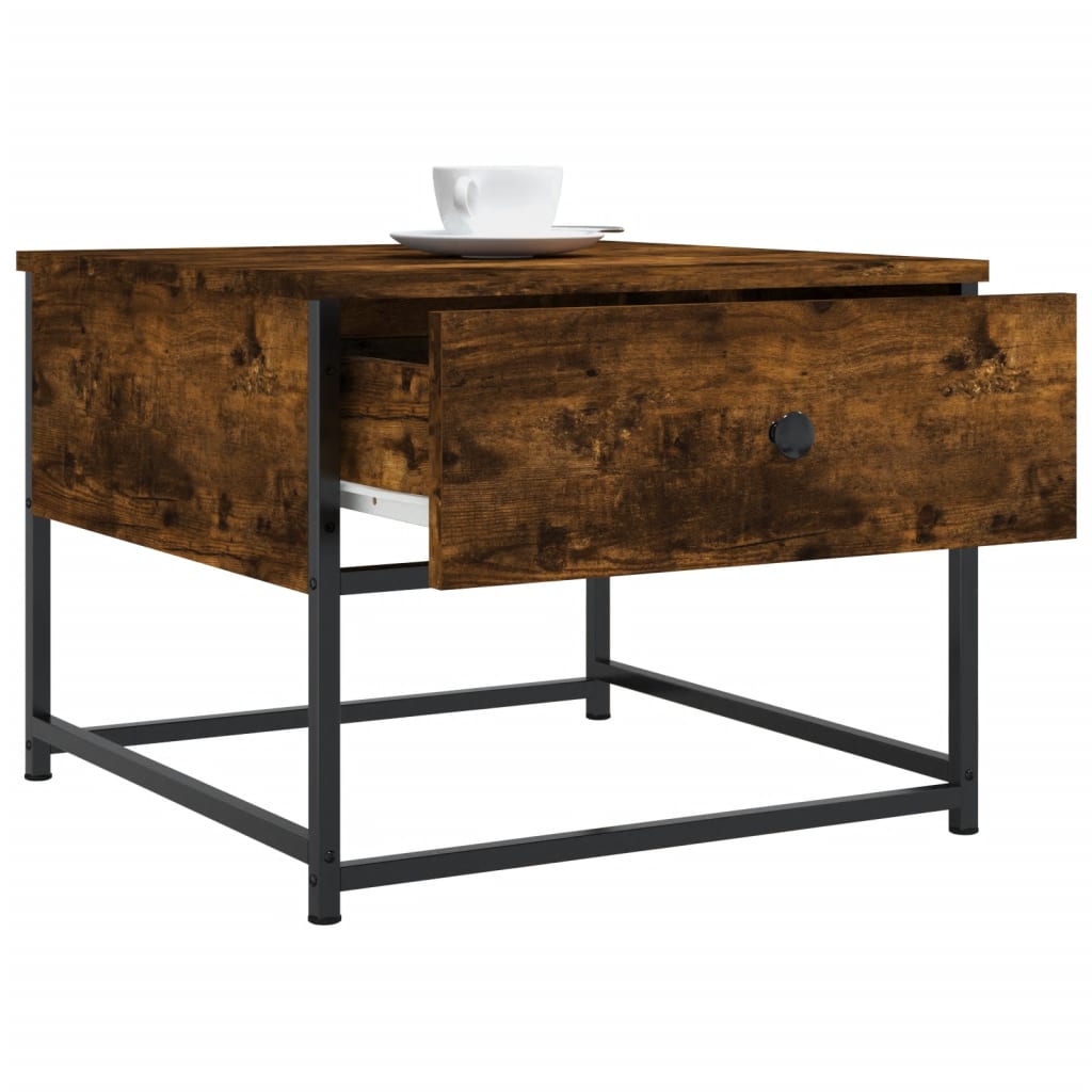 Table basse chêne fumé 51x51x40 cm bois d’ingénierie - Tables basses