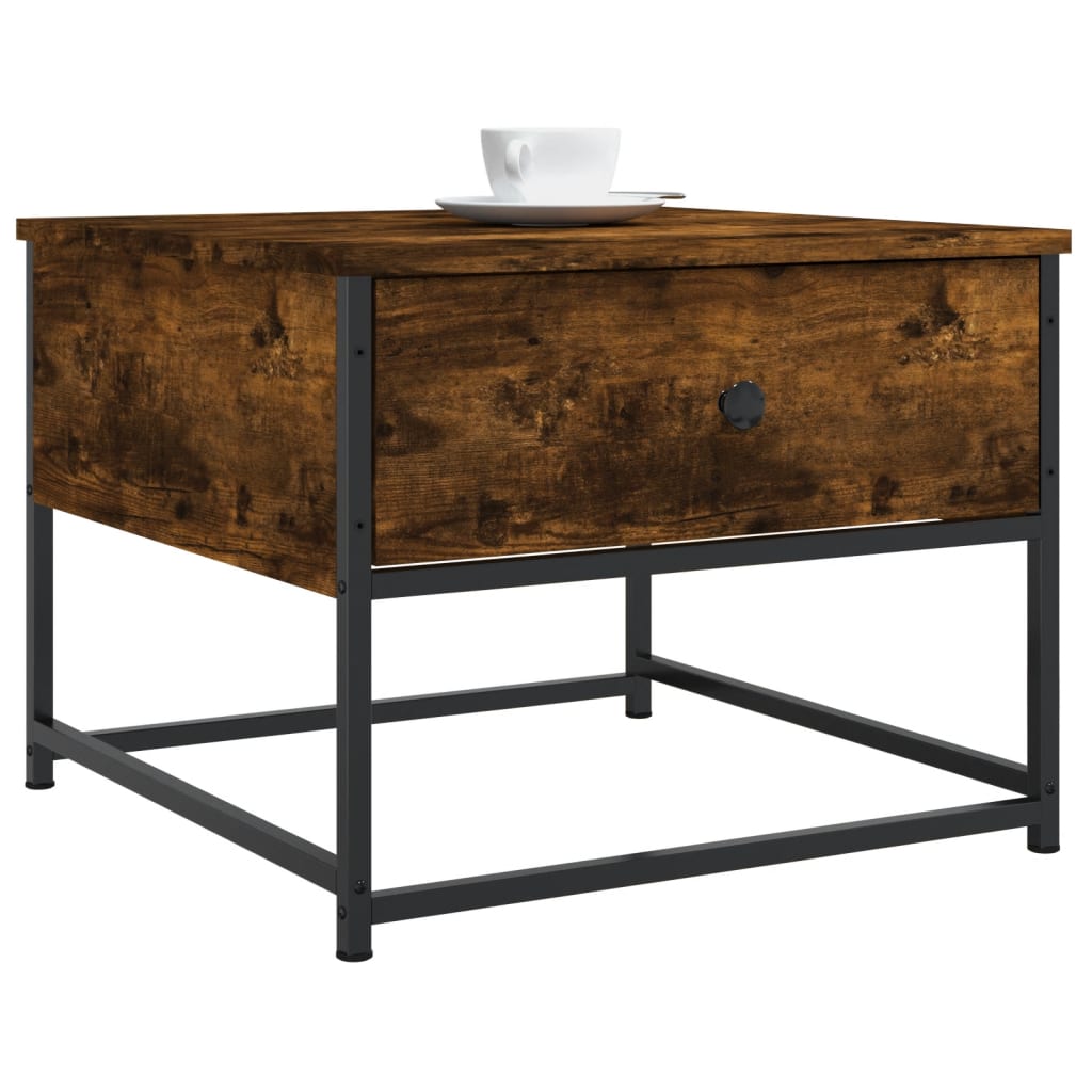 Table basse chêne fumé 51x51x40 cm bois d’ingénierie - Tables basses