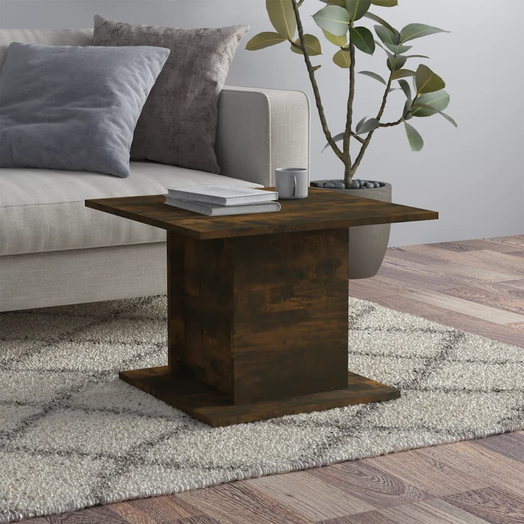 Table basse chêne fumé 55,5x55,5x40 cm bois d’ingénierie - Tables basses