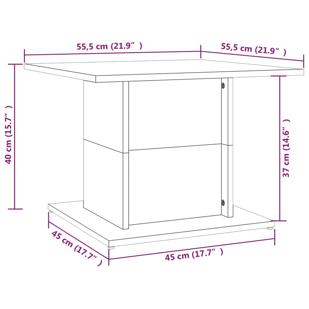 Table basse chêne fumé 55,5x55,5x40 cm bois d’ingénierie - Tables basses