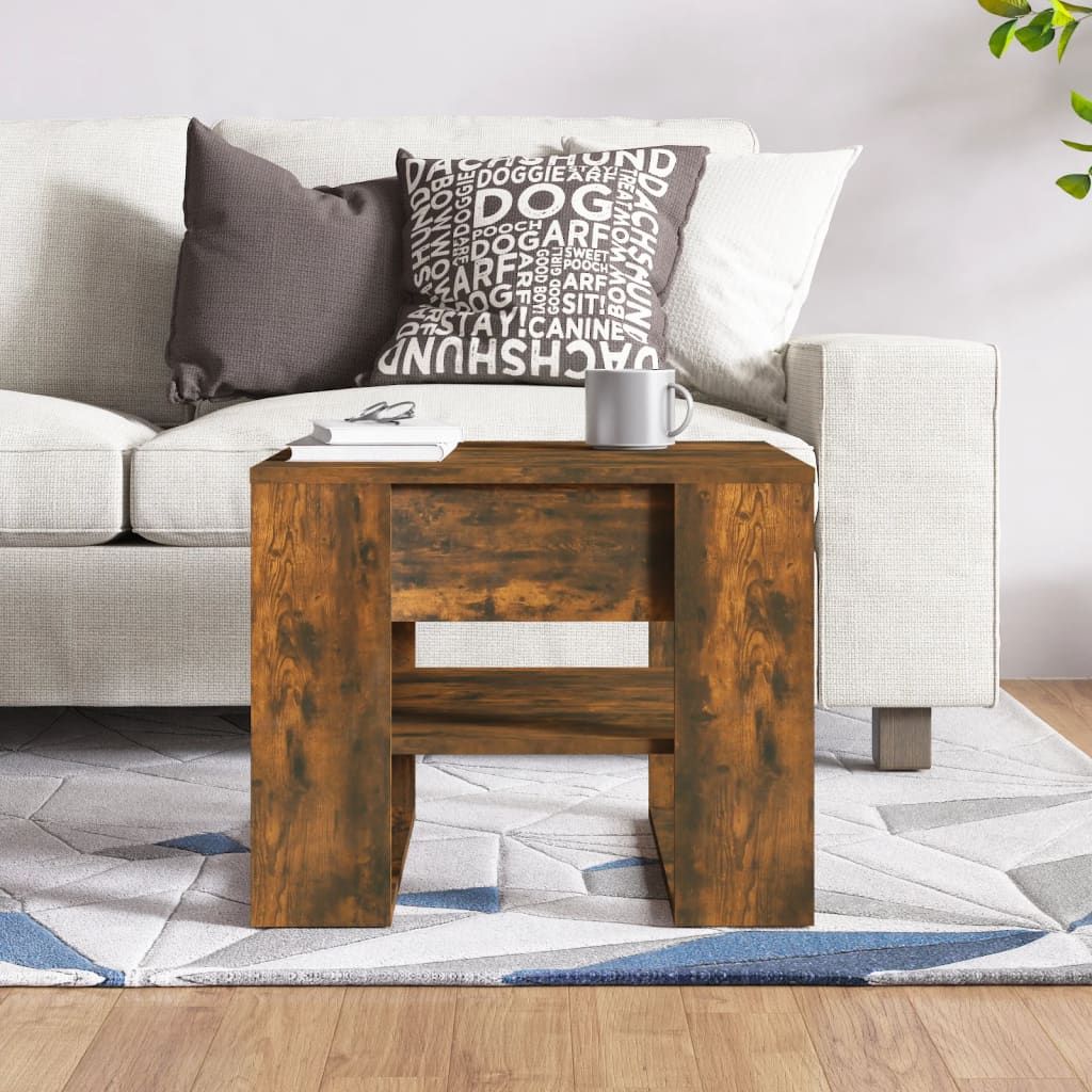 Table basse chêne fumé 55,5x55x45 cm bois d’ingénierie - Tables basses