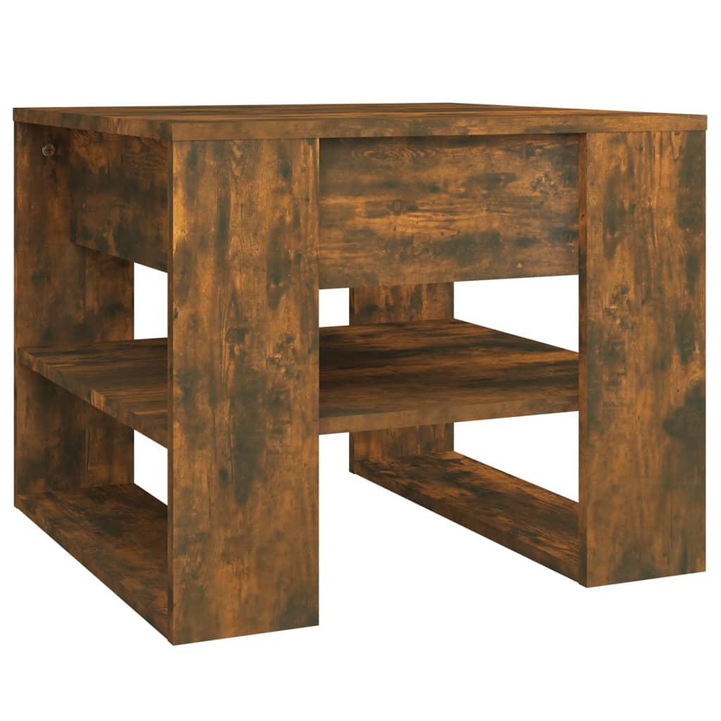 Table basse chêne fumé 55,5x55x45 cm bois d’ingénierie - Tables basses